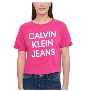 Calvin Klein Jeans Womens French Terry Logo Crop T